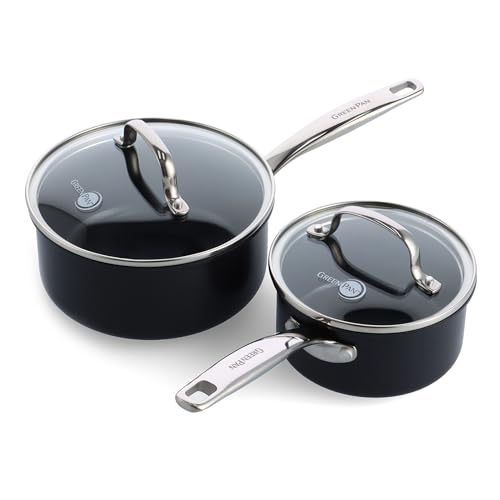 Black 3QT Hard Anodized Ceramic Nonstick Saucepan Pot with Lid L59954