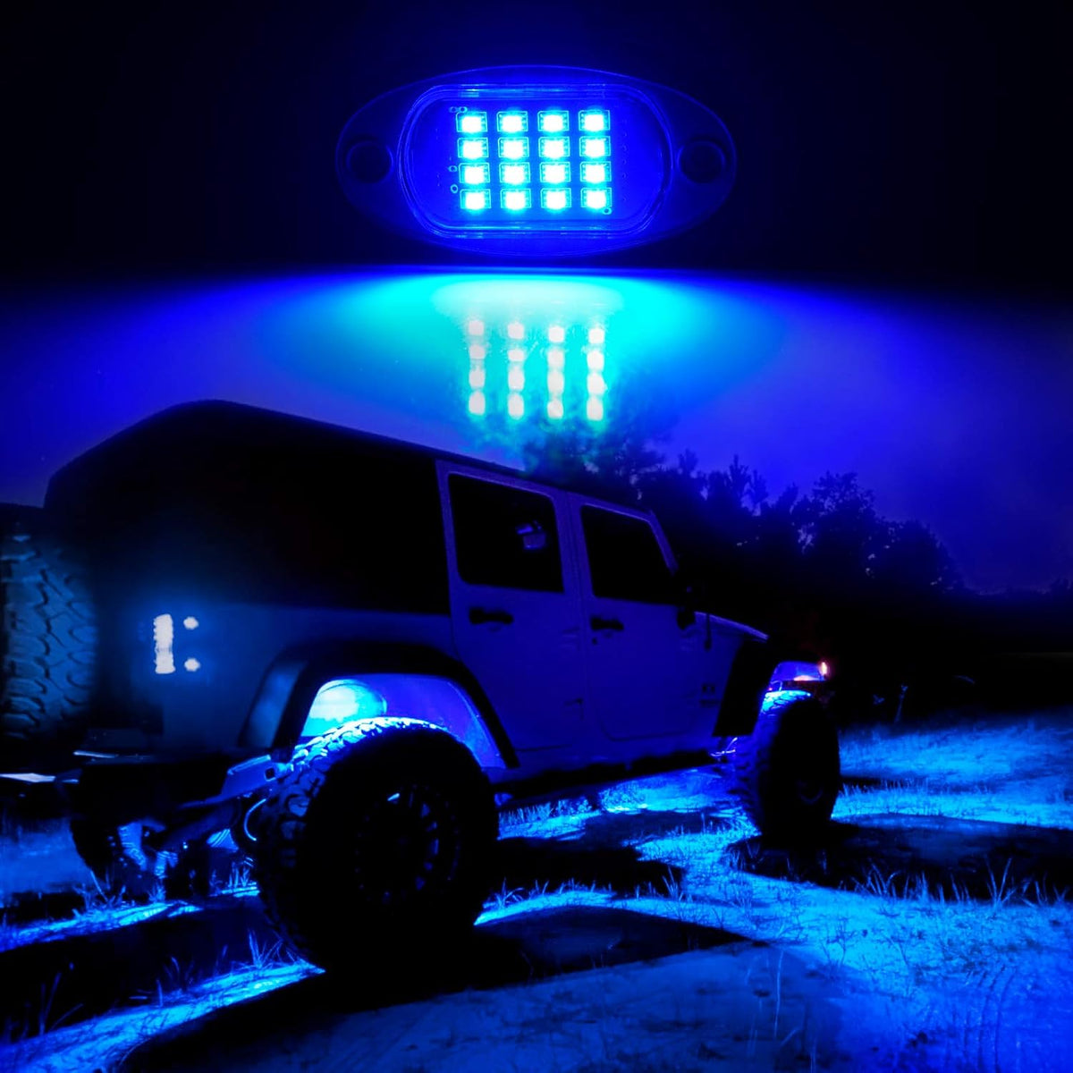 RGB LED Rock Lights with Remote Control, Music Sync Waterproof Underglow Lighting Kit P3634