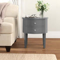 Solid Wood 2 Drawer End Table Gray V529