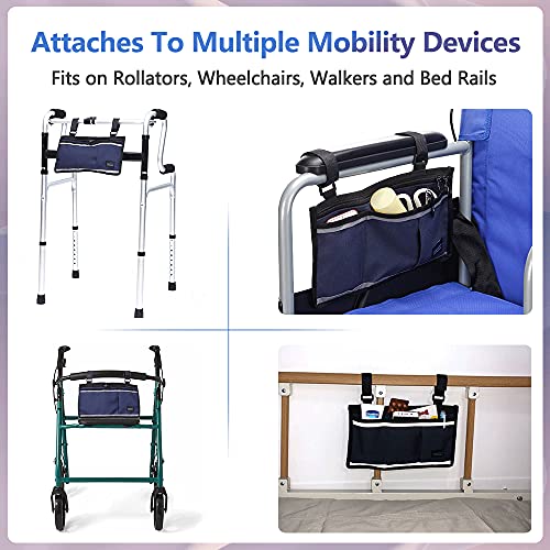 Dark Blue Wheelchair Side Bag with Phone Holder X5610