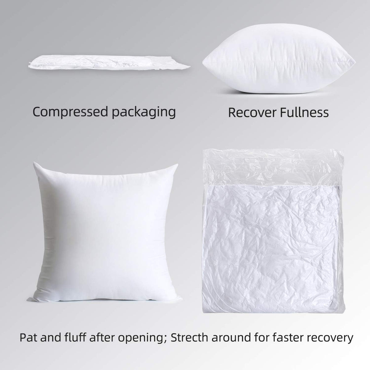 Pack of 4 Water Resistant Hypoallergenic Square Pillow Inserts Z744