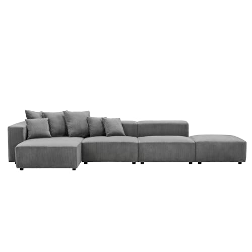 Cream Curved Boucle Modular Sectional Sofa Set 4 Seat V29838
