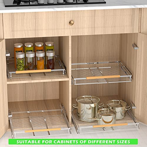 Stainless Steel Adjustable Width Pull Out Drawer Cabinet Organizer 1 Pack X7997