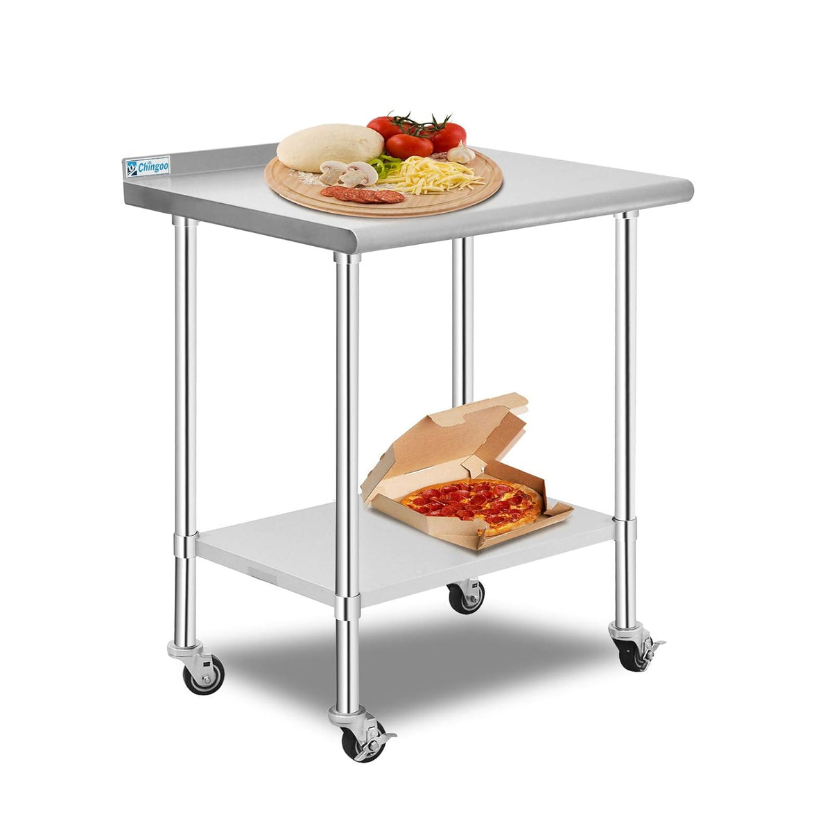 Stainless Steel Table 24 x 36 Inches with Caster Wheels and Undershelf E777