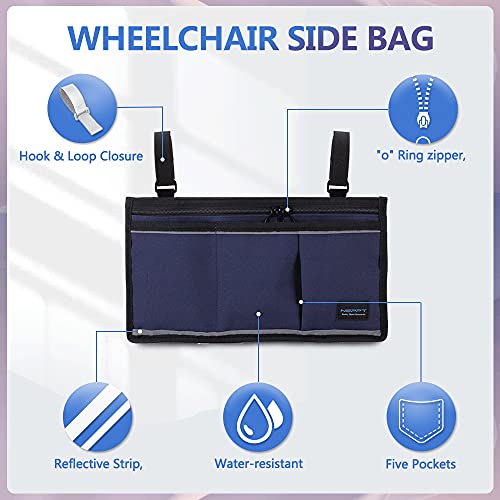 Dark Blue Wheelchair Side Bag with Phone Holder X5610