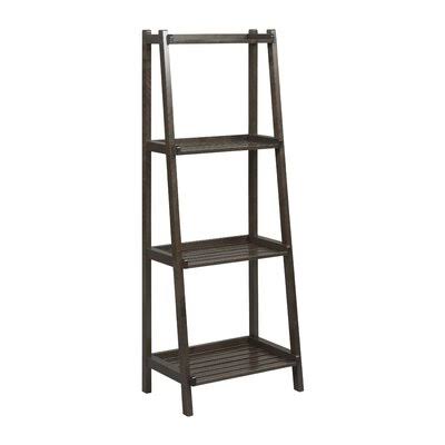 Espresso 4 Shelf Solid Wood Ladder Bookcase K431