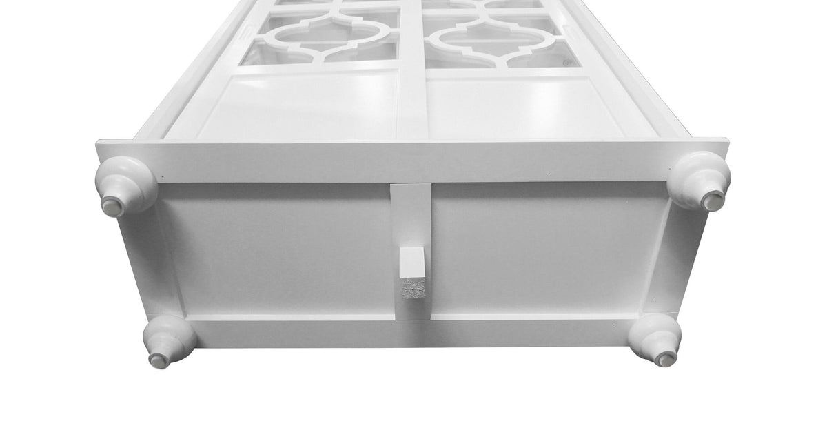 White Wood Curio Cabinet with Glass Sliding Doors N201