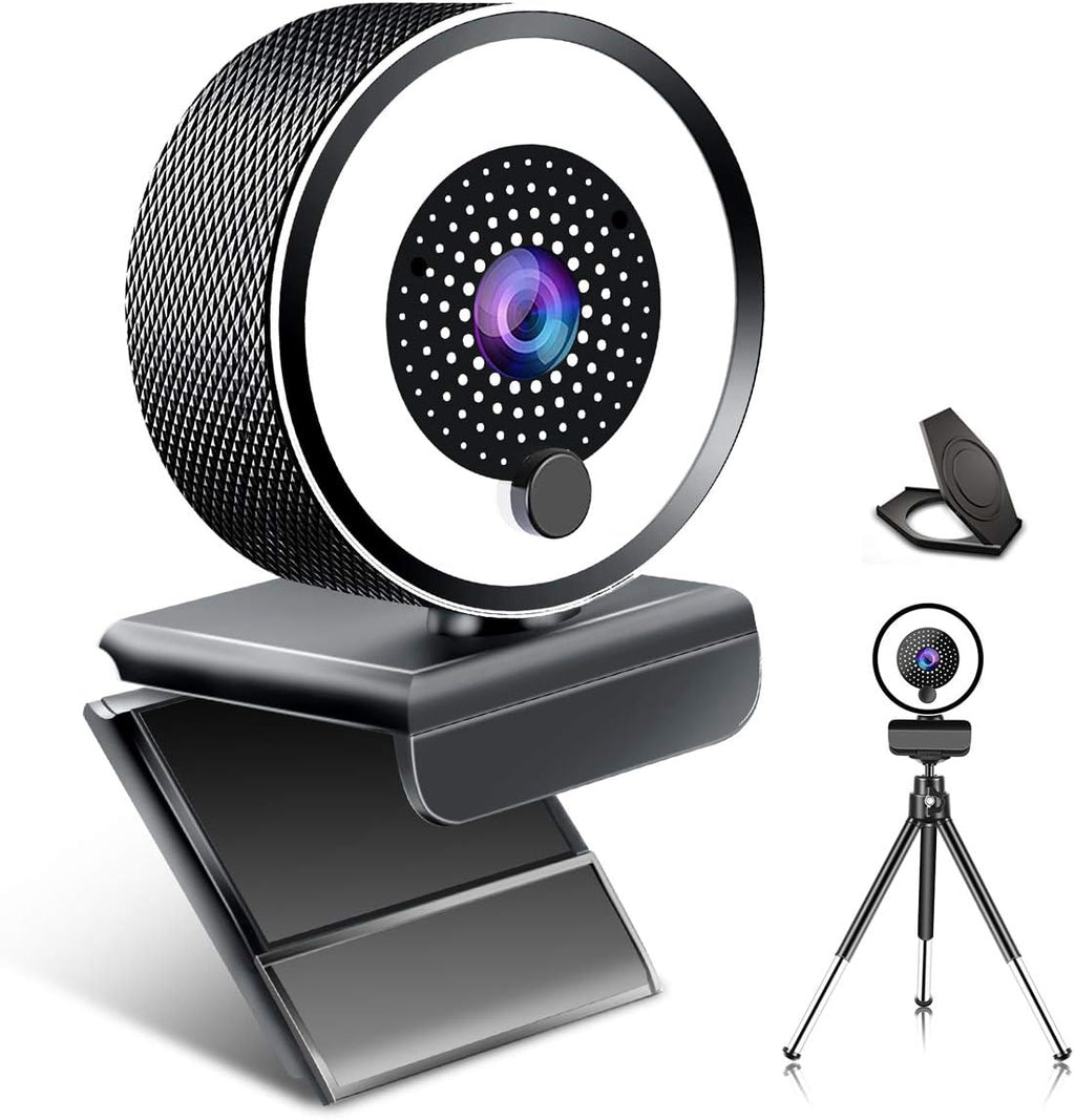 2K FHD Webcam with Ring Light and Microphone J968717