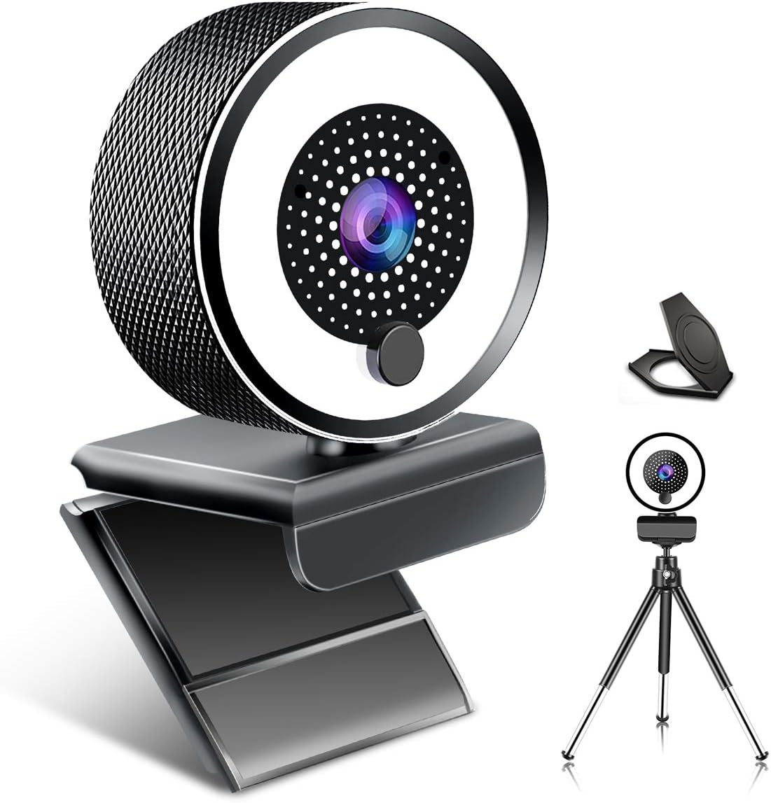 2K FHD Webcam with Ring Light and Microphone J968717