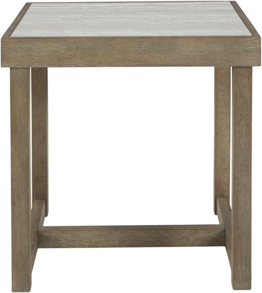 Contemporary End Table with Faux Carrara Marble Top P2046