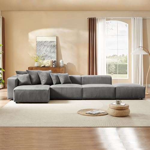 Cream Curved Boucle Modular Sectional Sofa Set 4 Seat V29838