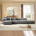 Cream Curved Boucle Modular Sectional Sofa Set 4 Seat V29838
