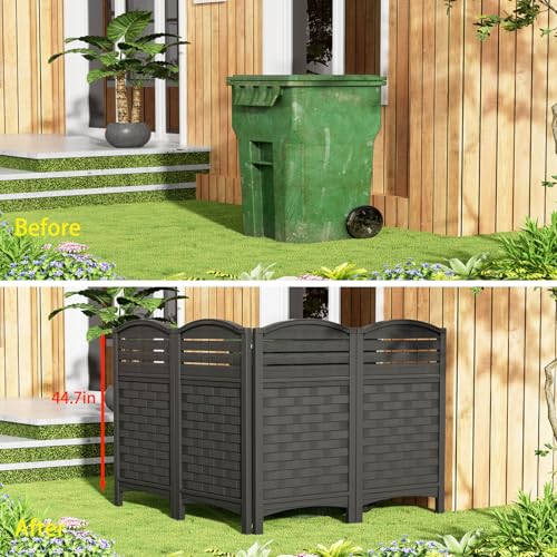 4 Panels Resin Privacy Screen with Metal Stake C91427
