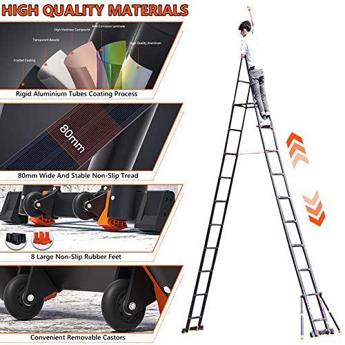 Telescoping Ladder with 2 Triangle Stabilizers, 330lbs Capacity V49462