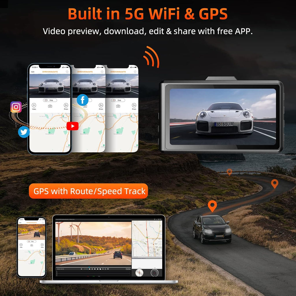 4K+1080P WiFi GPS Dash Camera with 64G SD Card A15612
