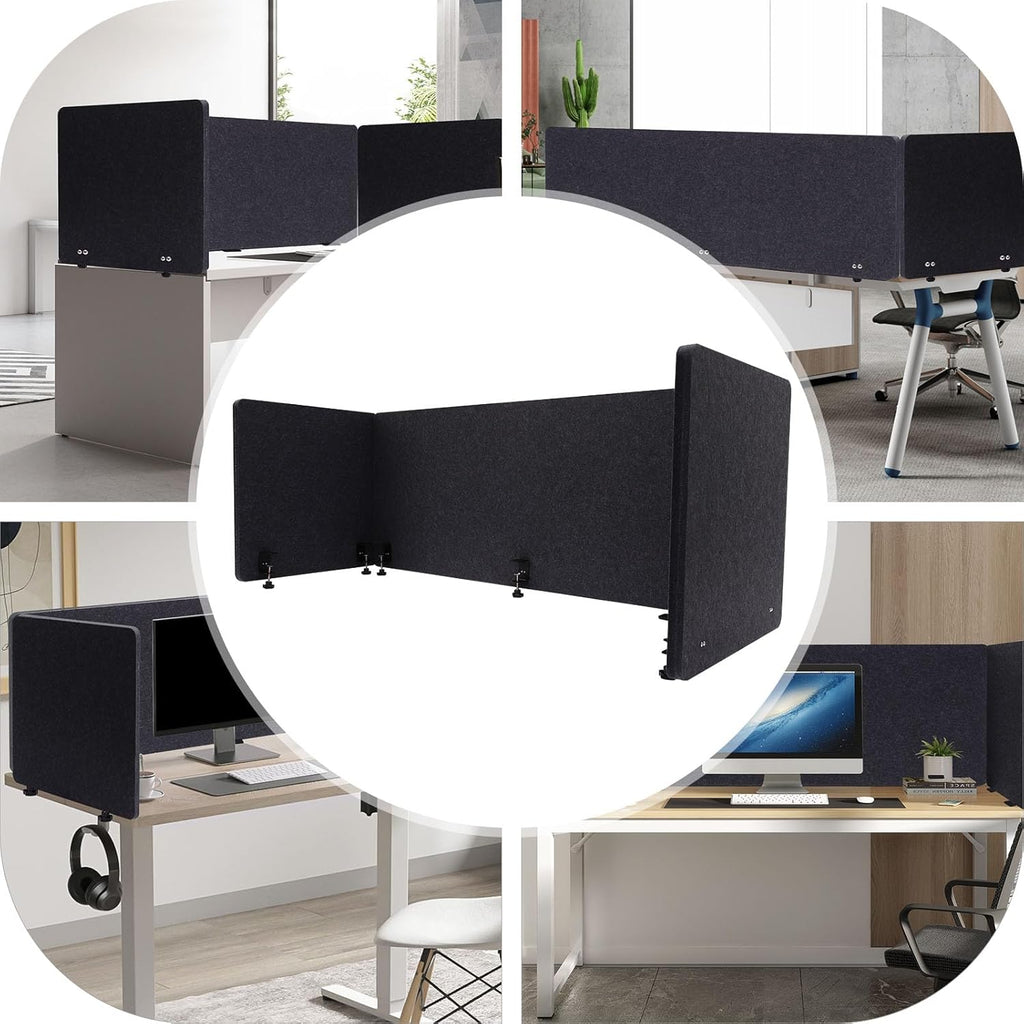 Dark Gray Acoustic Desk Privacy Panel, 59"L x 24"W T915