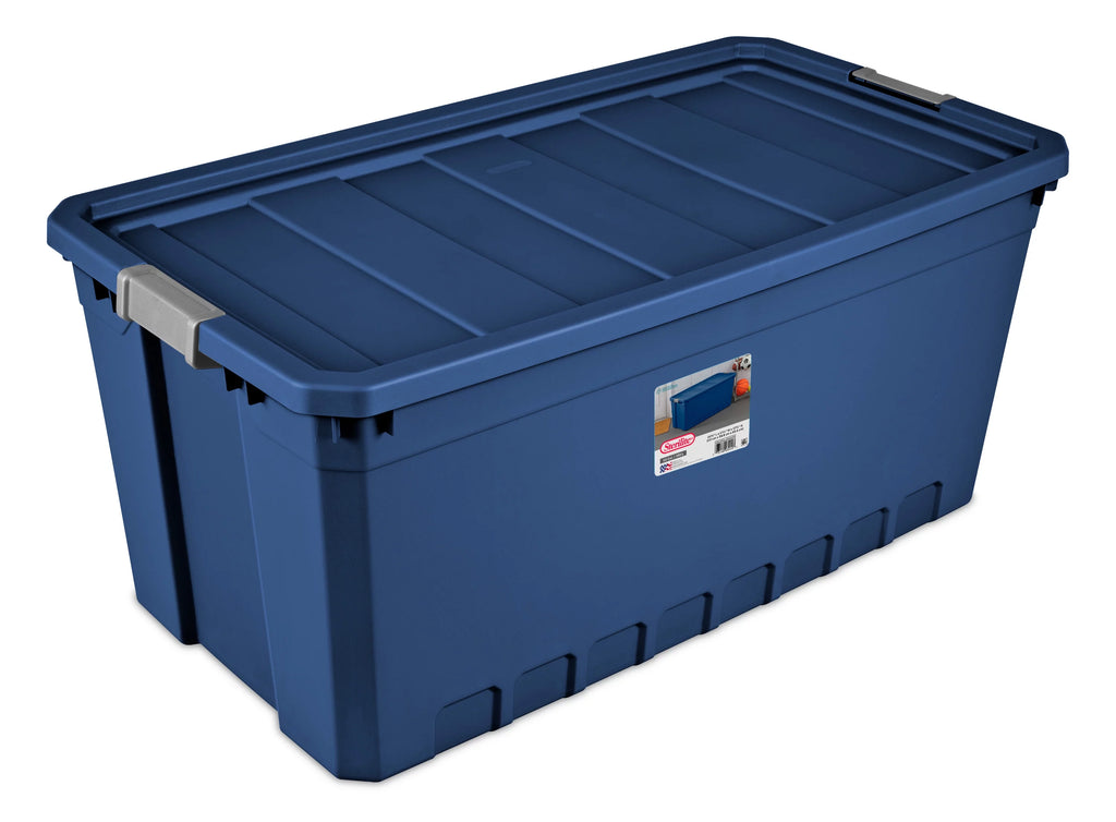 50 Gallon Plastic Stacker Tote, Blue F977919