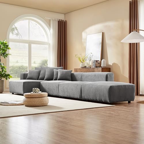 Cream Curved Boucle Modular Sectional Sofa Set 4 Seat V29838