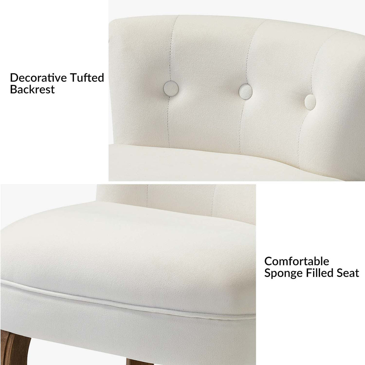 Ivory Velvet Vanity Stool J8902
