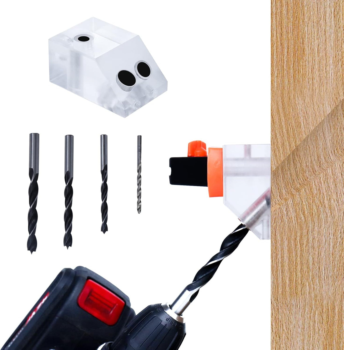 Drill Guide for Cable Railing, Portable Multi-Angle Jig, Hole Size from 3/16" to 3/8" W8778