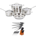 7-Piece Stainless Steel Cookware Set and 12 Piece Knife Set Q234837