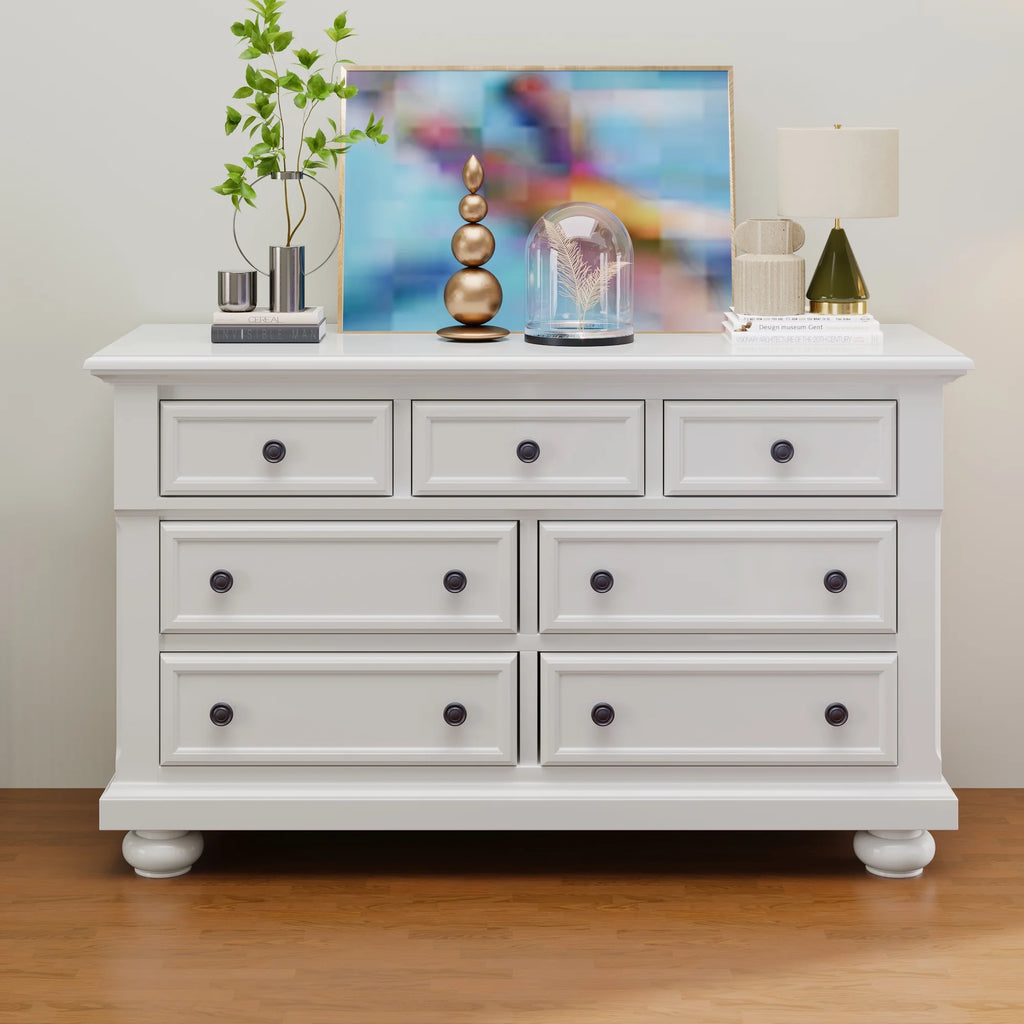White Solid Wood Seven-Drawer Dresser C355095