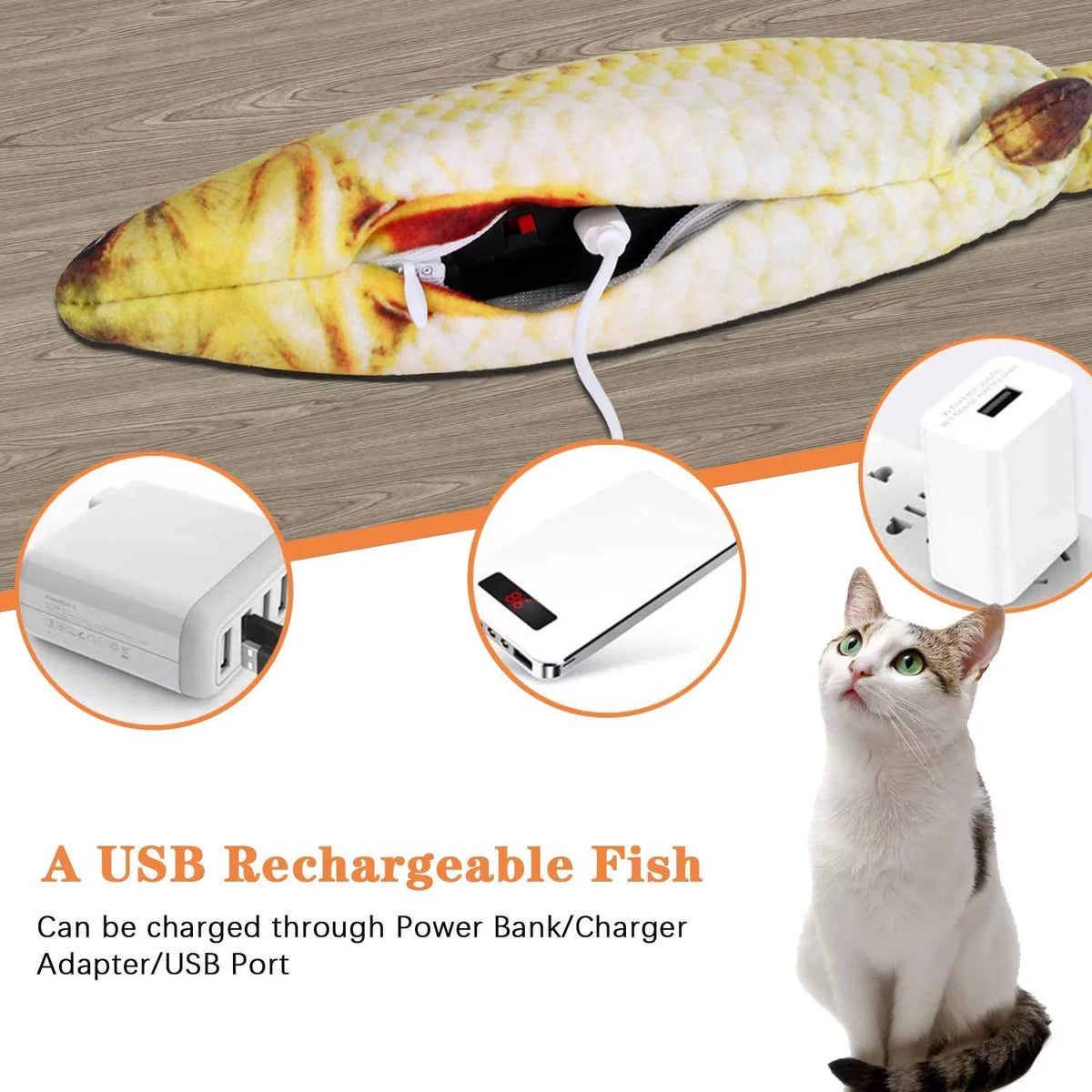 Electric Moving Wagging Fish Cats Toy K6183