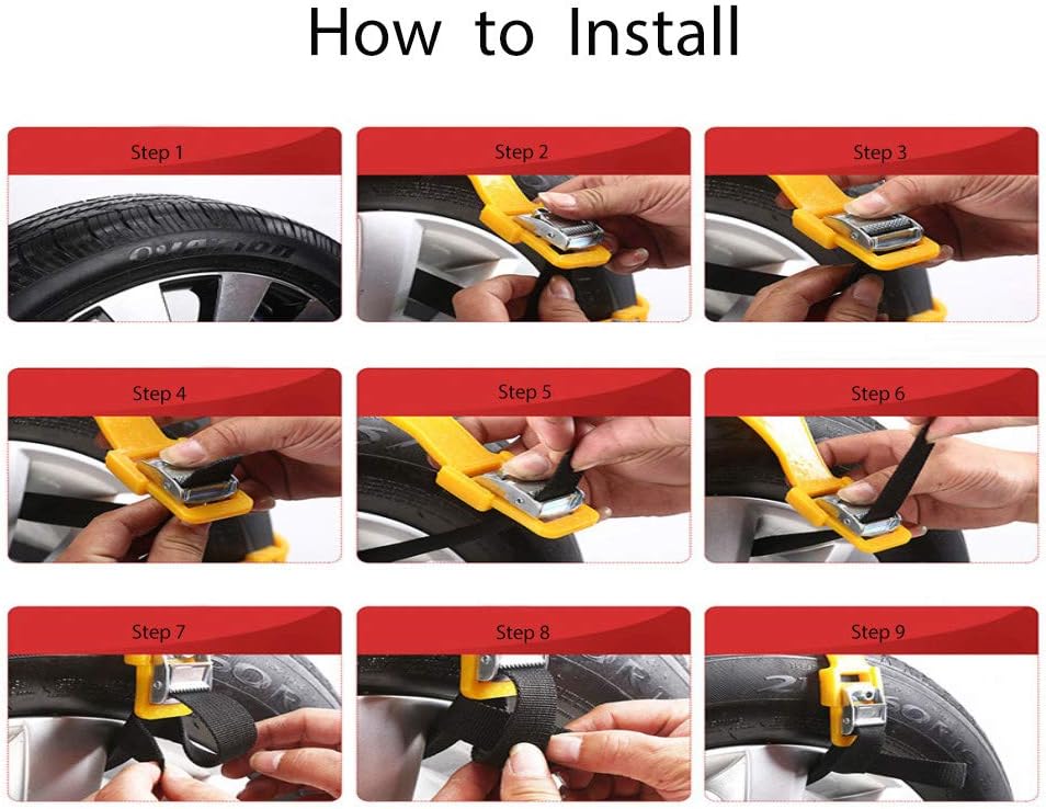 8Pcs Anti-Skid Snow Chains for Tyres, Universal 165-285mm I53855