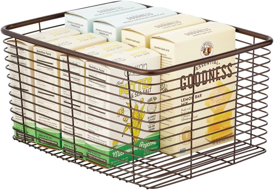 Metal Wire Food Organizer Storage Bin Basket, 3 Pack, Bronze V173