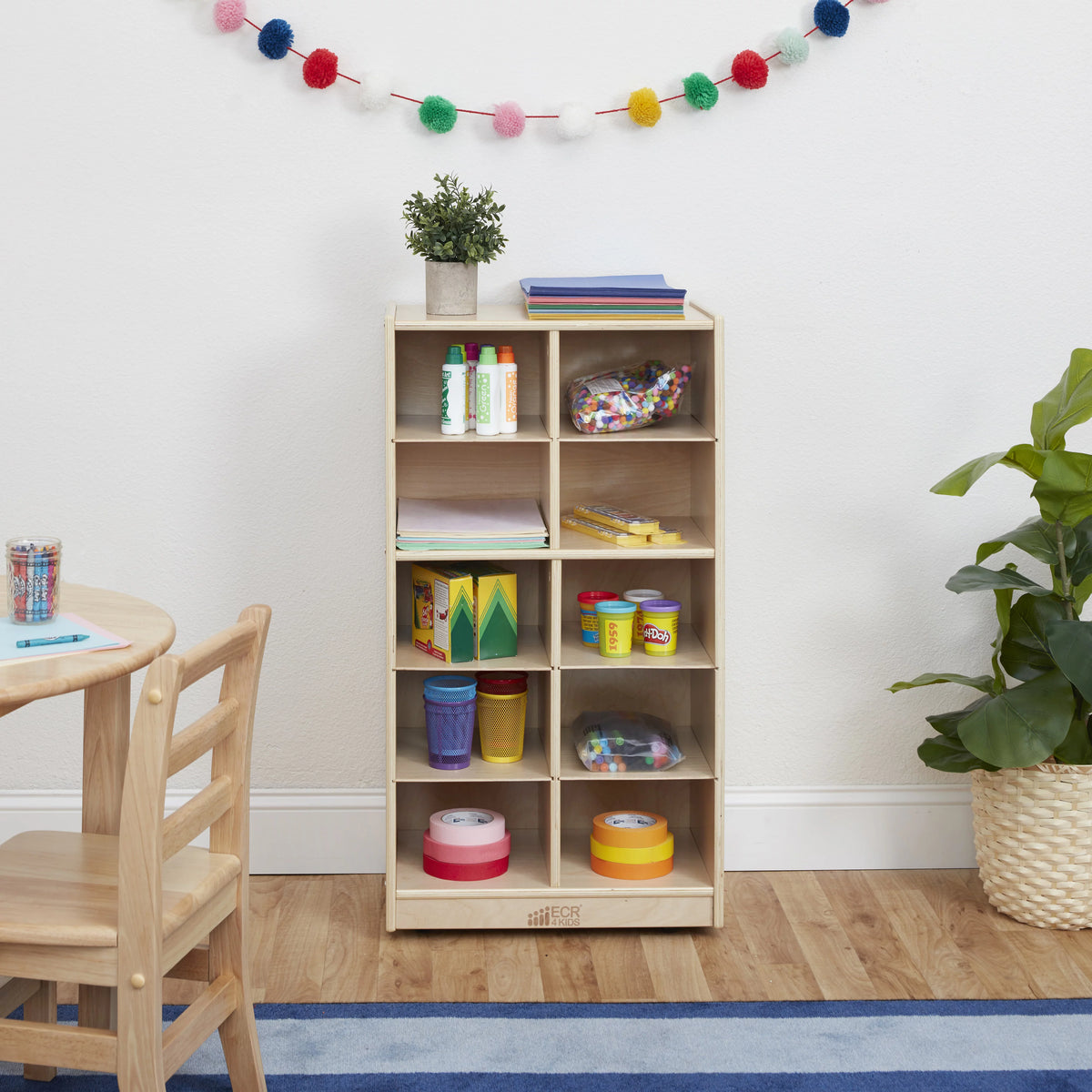 10 Cubby Mobile Tray Storage Cabinet V192
