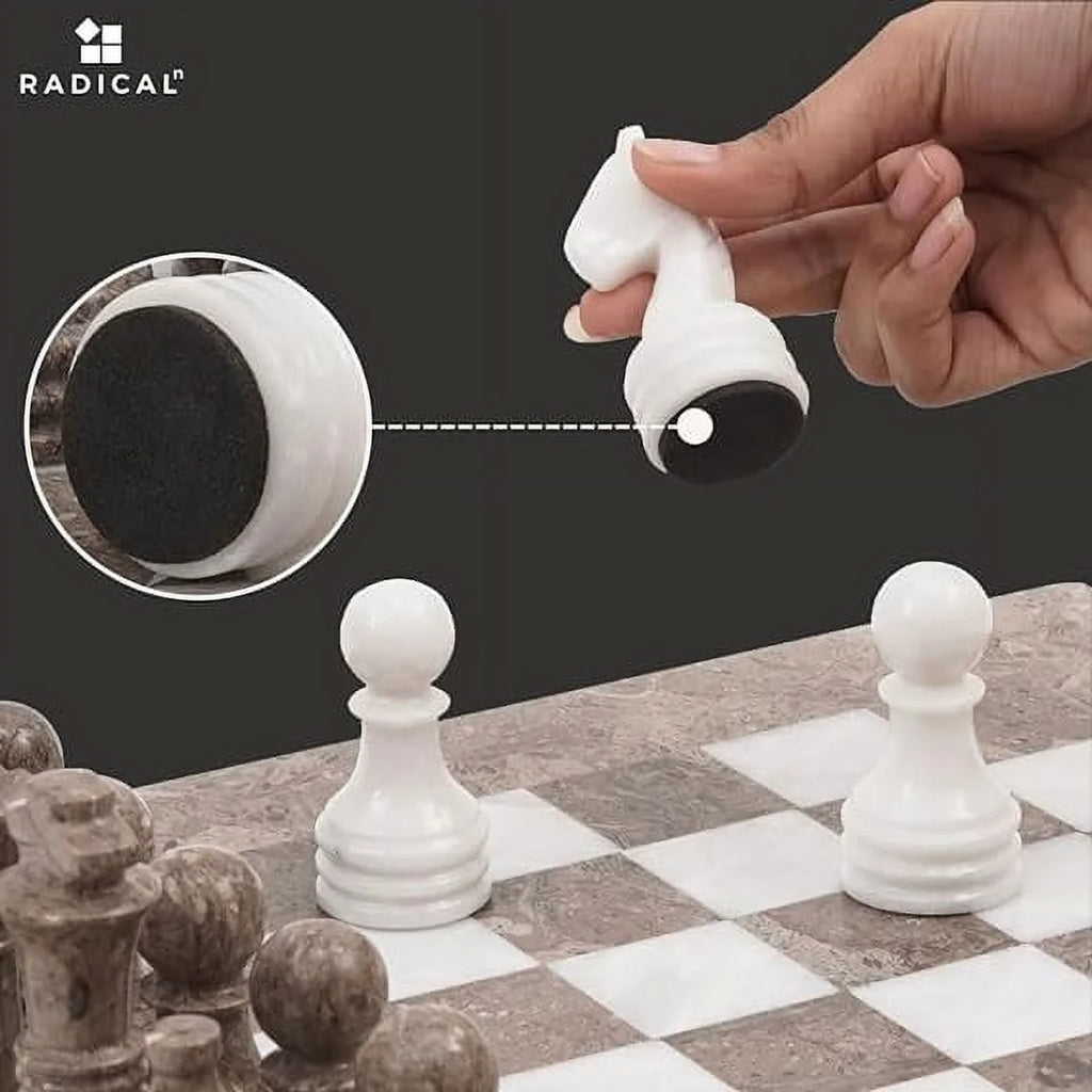 Marble Chess Set 15 Inches Grey Oceanic and White Handmade Chess Sets X343