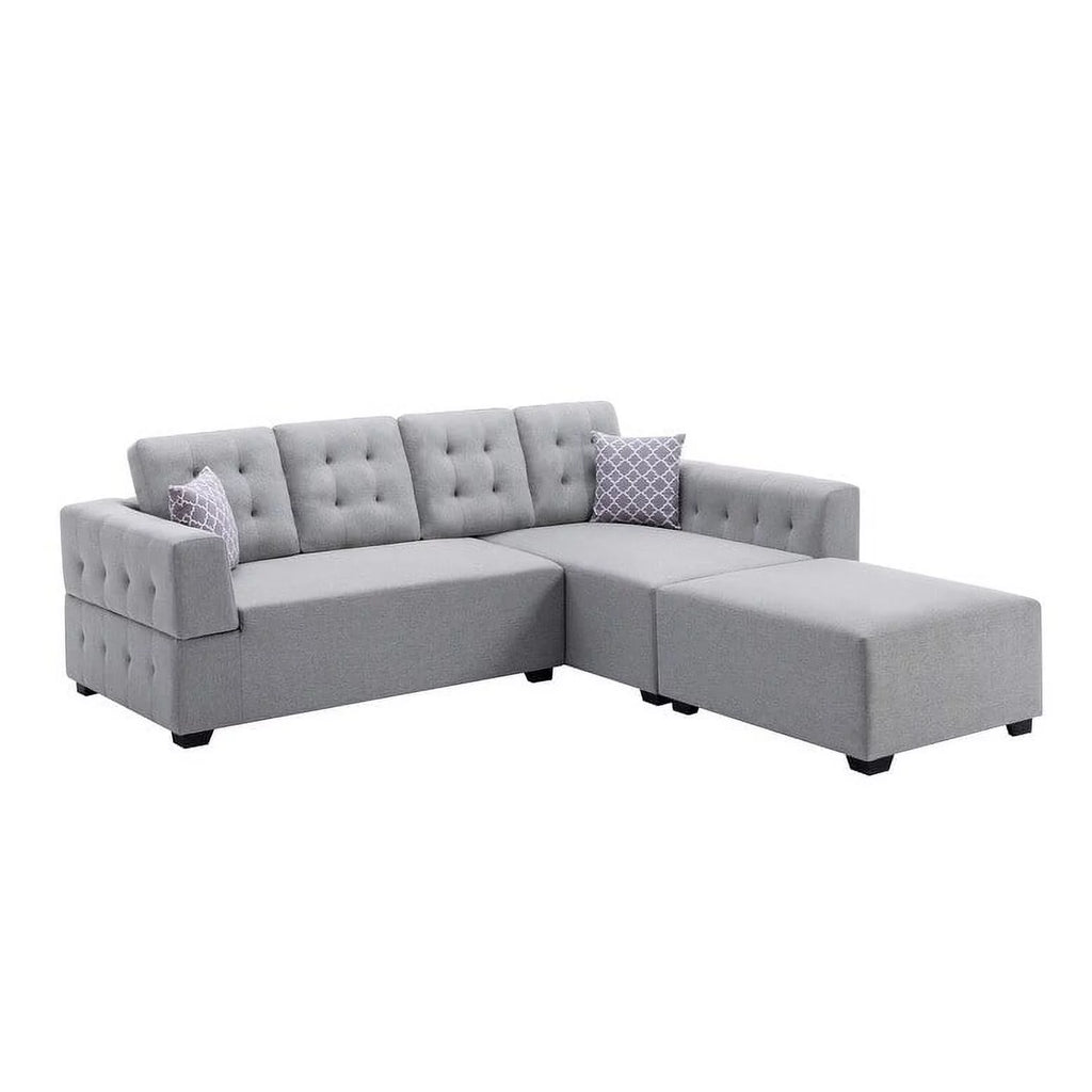 Light Gray Linen Sectional Sofa with Chaise Z34546