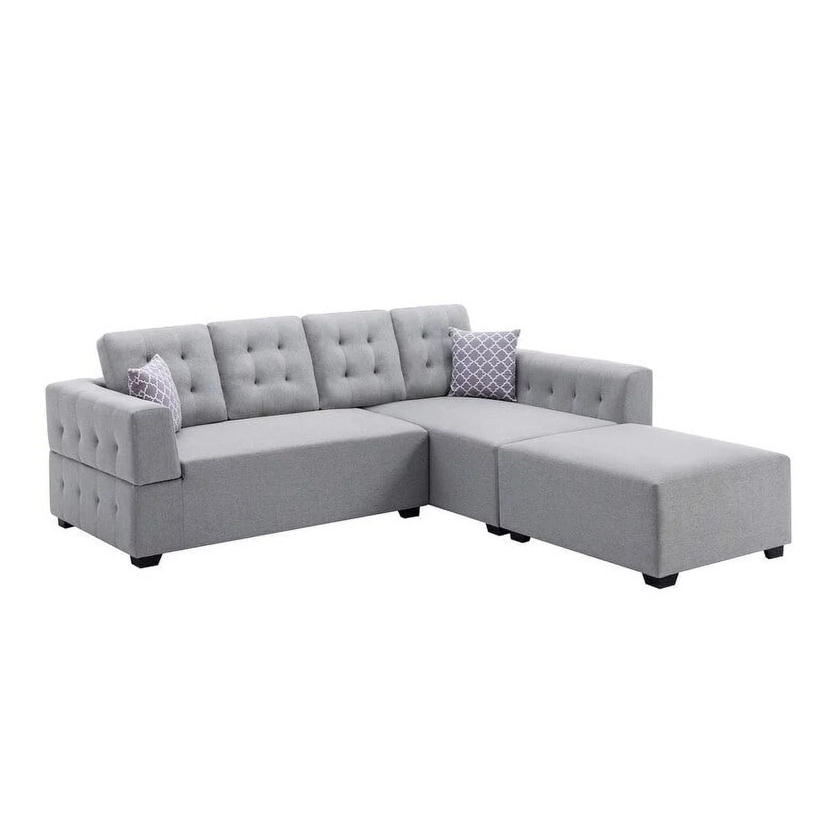Light Gray Linen Sectional Sofa with Chaise Z34546