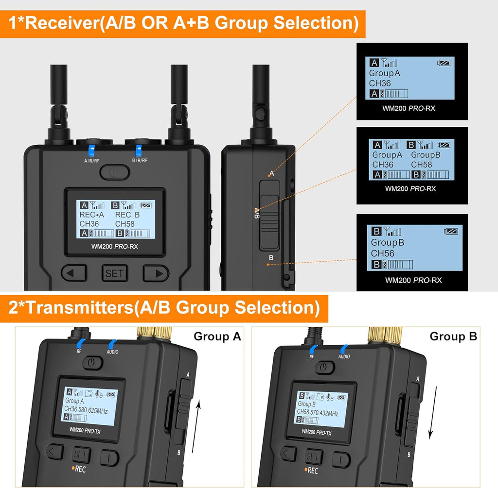 UHF Wireless Lavalier Microphone with Real-time Storage, Dual-Channel Q20192