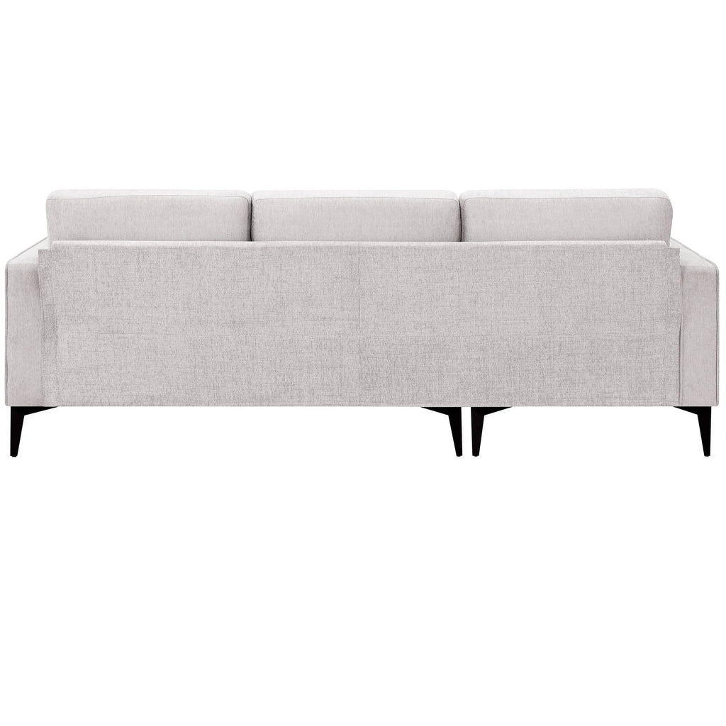 L-Shaped Sectional Sofa with Reversible Chaise, 3 Seater Chenille Fabric Modular Couch with Pillows Metal Legs X303613