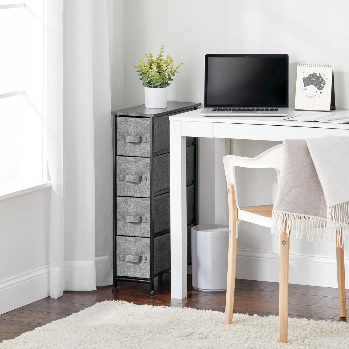 Narrow 4 Fabric Drawers Dresser Z601019