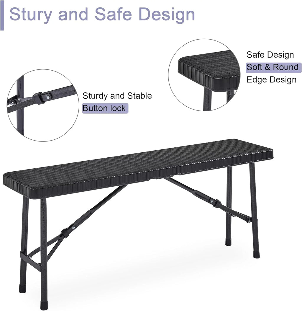 Black 3 Piece Folding Picnic Table with Benches A5738