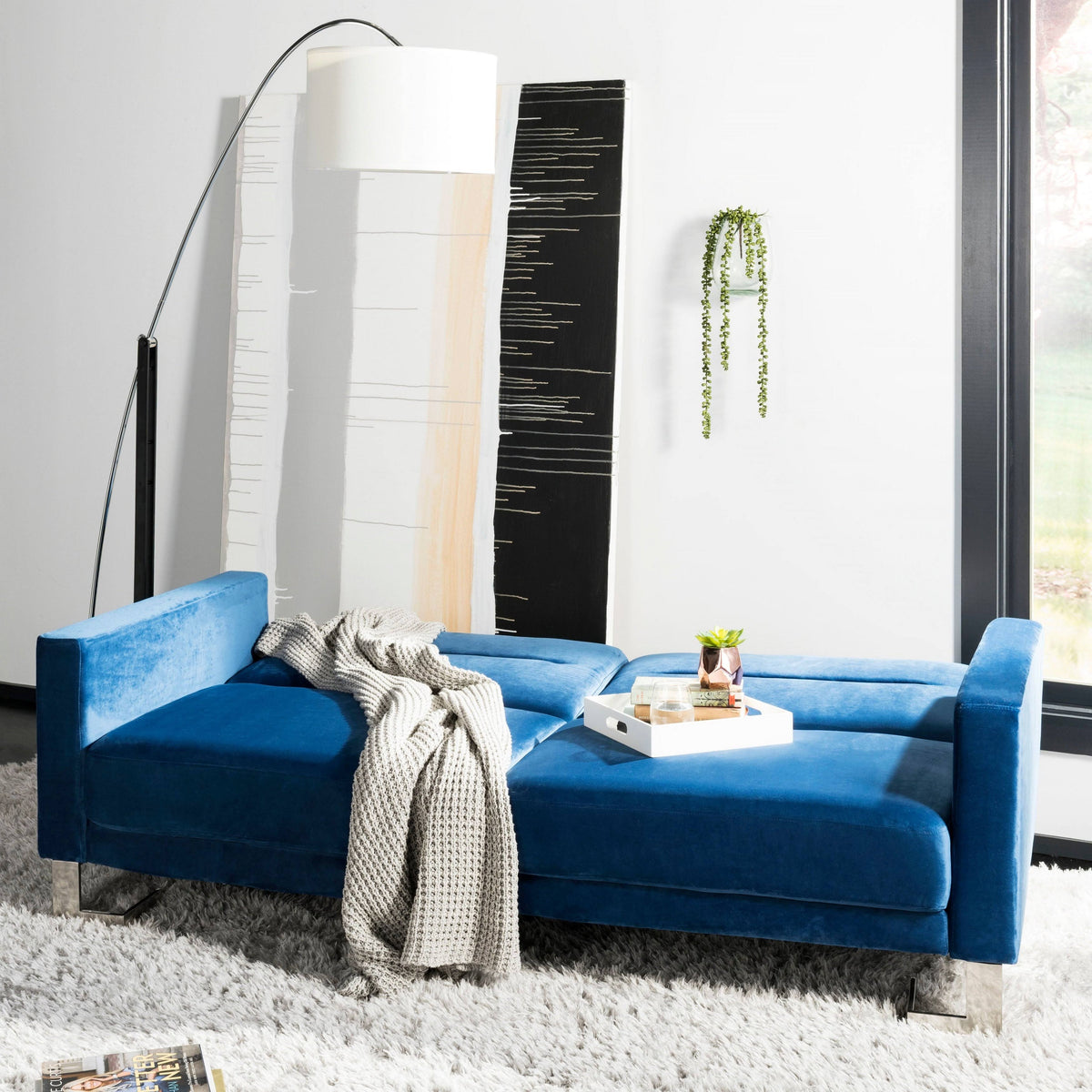 Navy Foldable Sofa Bed F761600