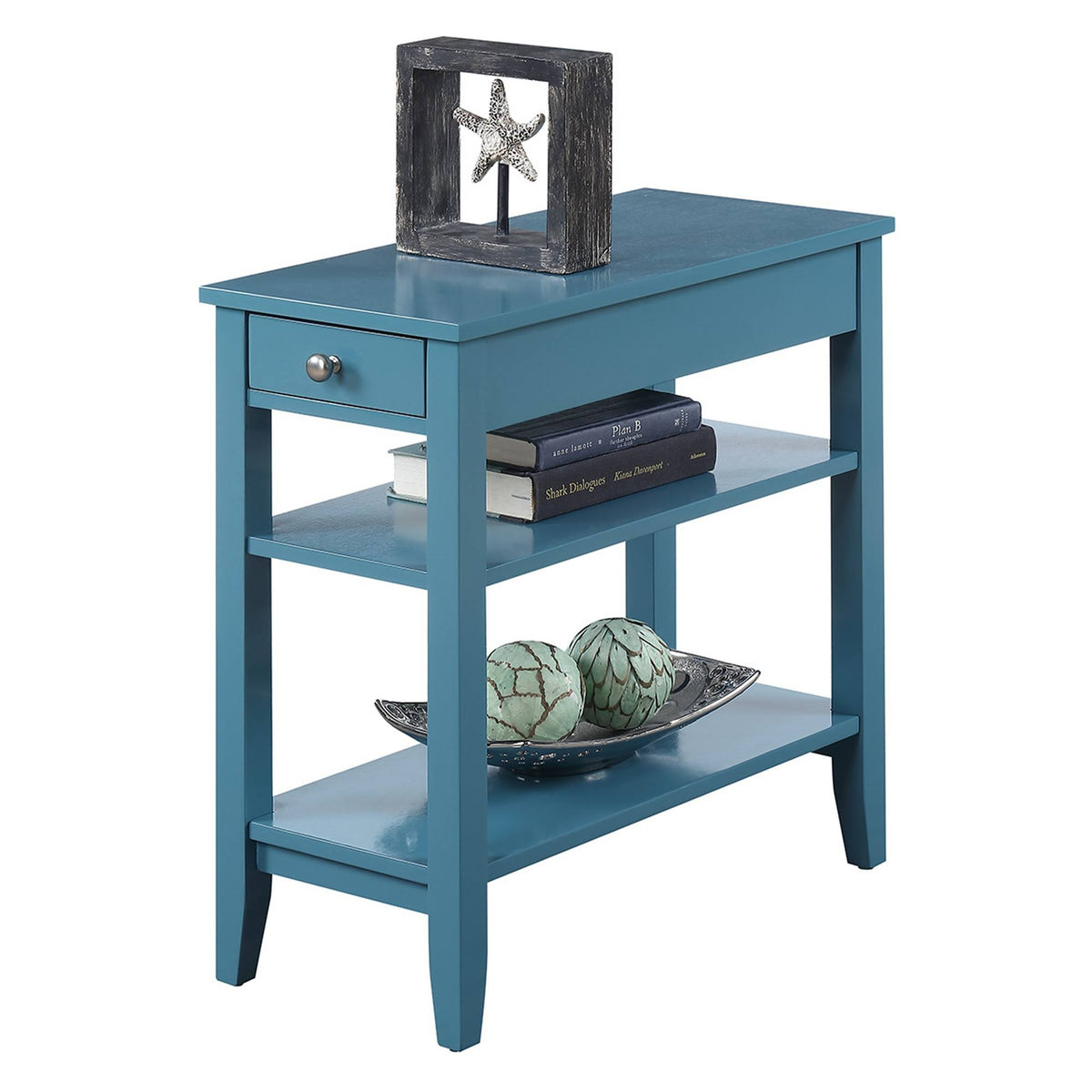 3 Tier End Table with Drawer Blue B840517