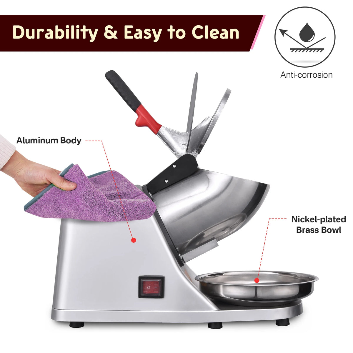 300W Electric Ice Shaver Machine 143 lbs/hr K2983