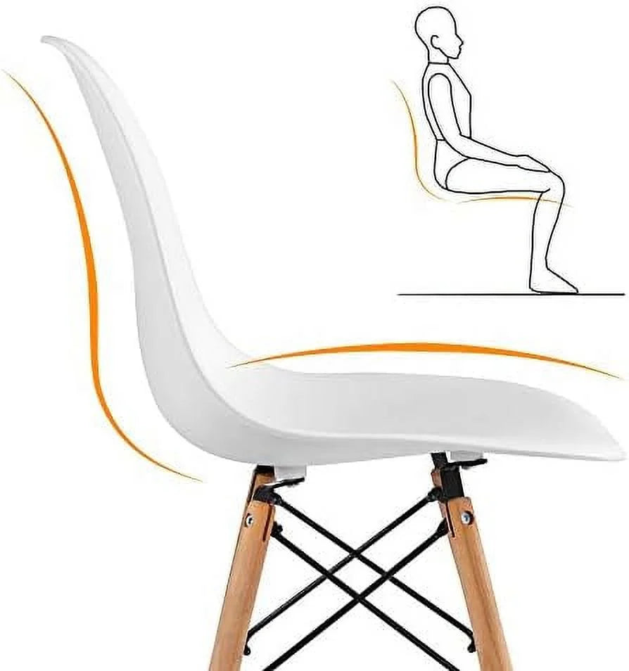 Set of 4 White Dining Chairs with Beech Wood Legs P647