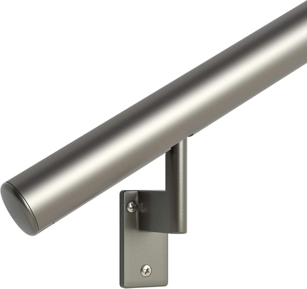 Satin Black Anodized Aluminum Handrail Kit with Wall Brackets and Endcaps W520967
