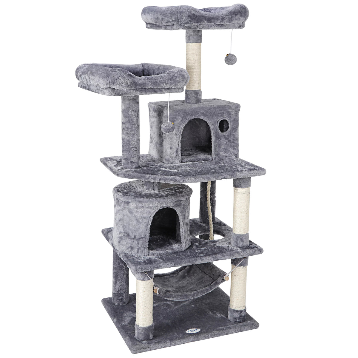 Gray Multi-Level Cat Tree with Scratching Posts and Hammock I4861
