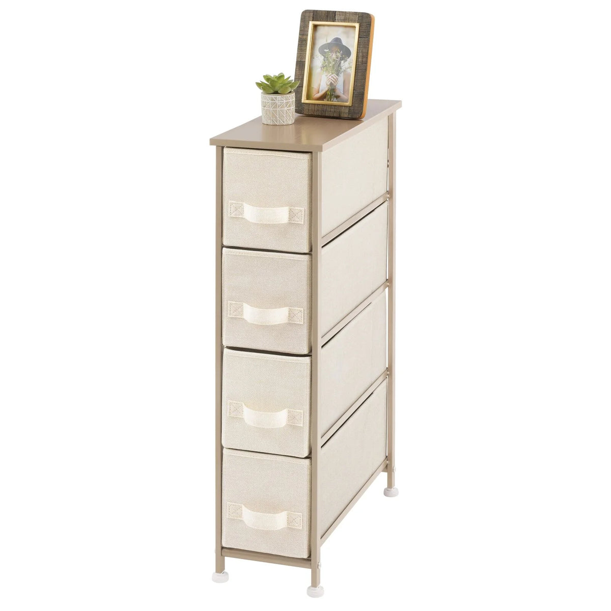 Narrow 4 Fabric Drawers Dresser Z601019