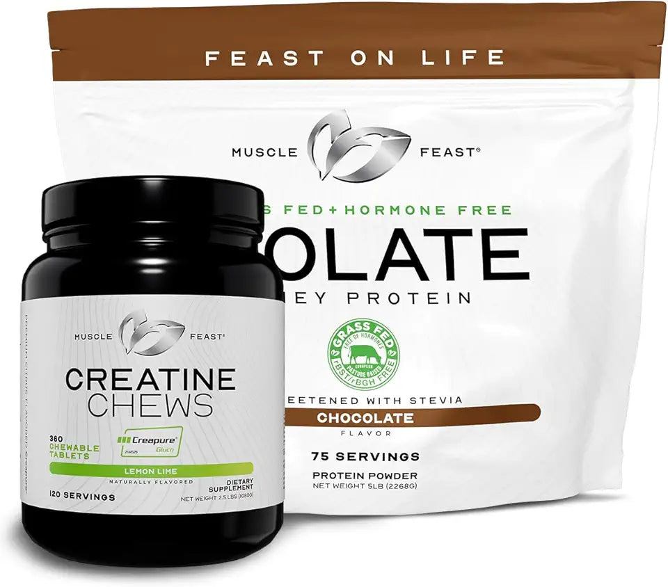 Unflavored Creatine Powder and Chocolate Whey Protein Isolate Bundle J53025
