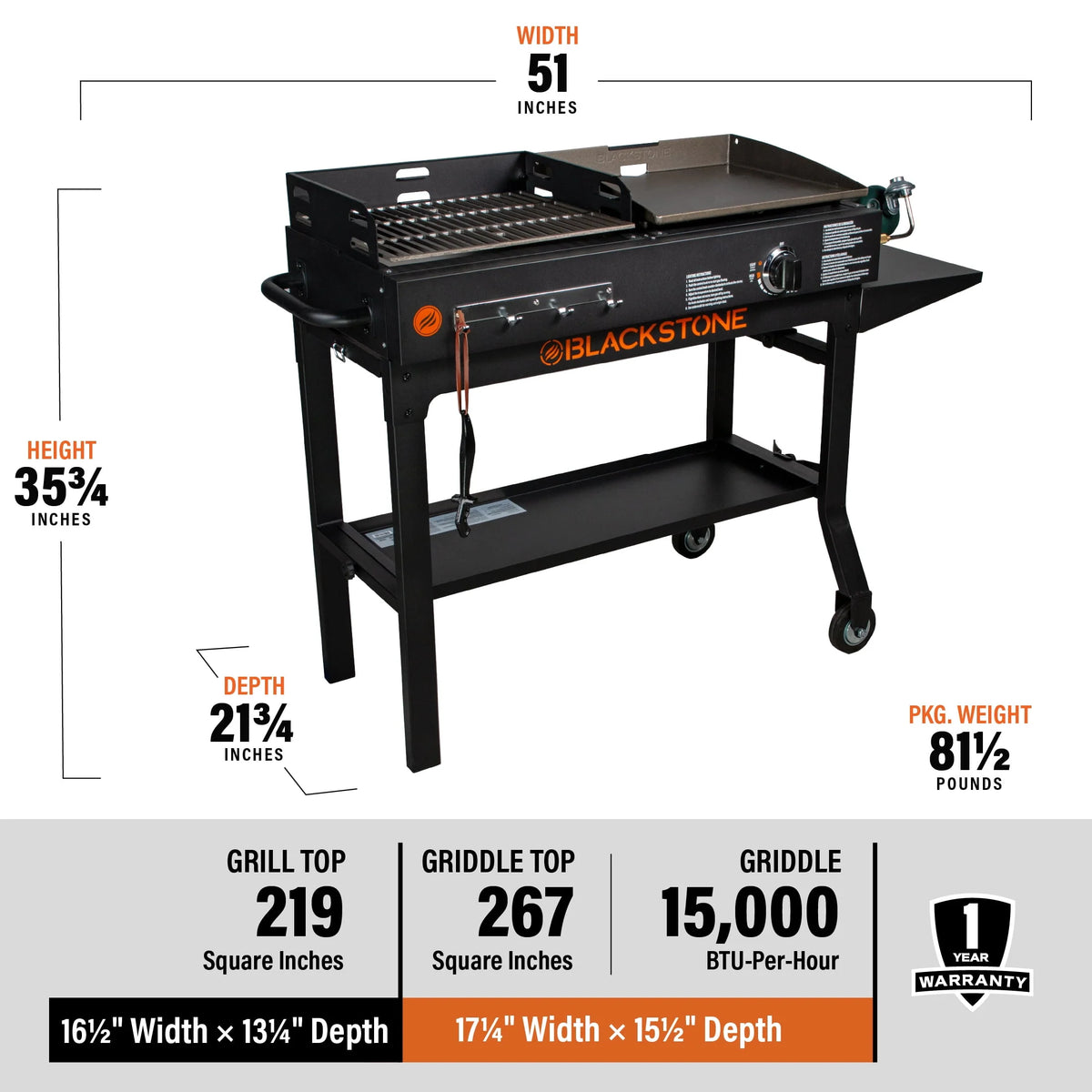 17 Griddle and Charcoal Grill Combo Q184