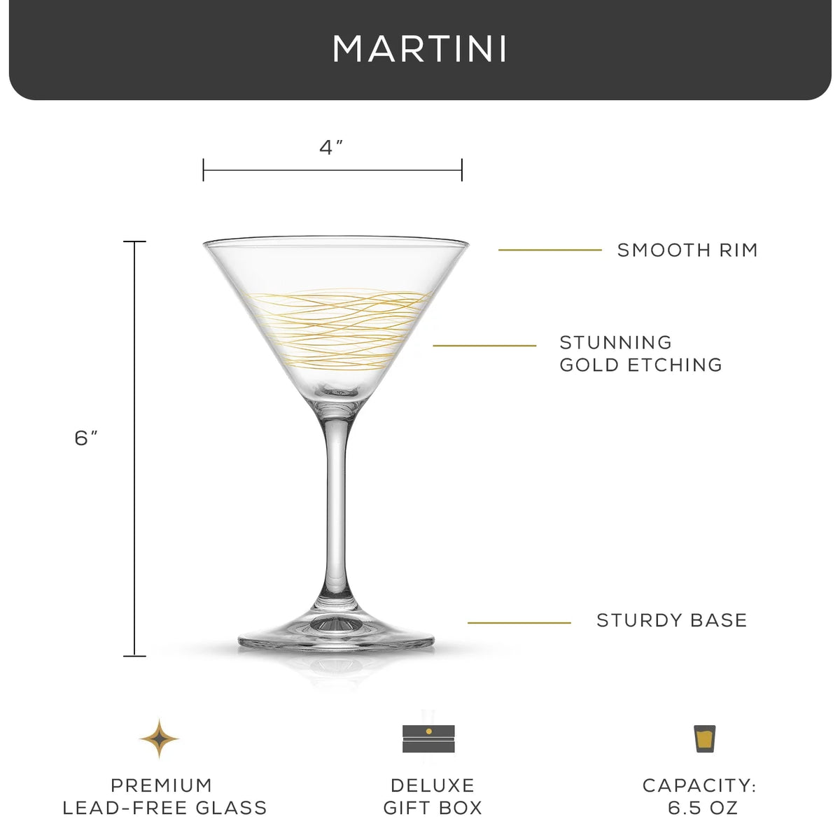 Crystal Stemmed Martini Glasses Set of 2 H356650