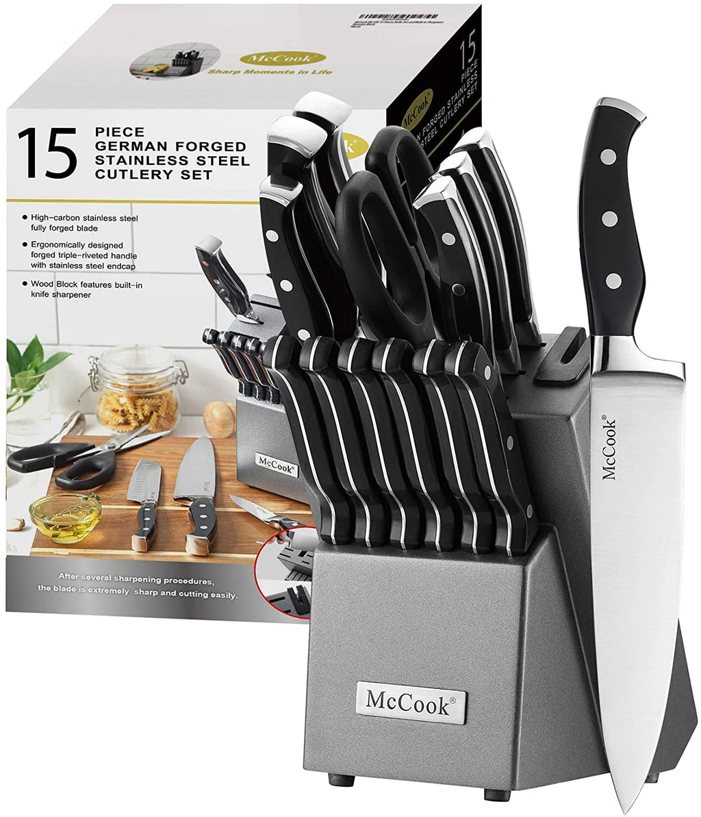 15 Pieces German Stainless Steel Kitchen Knife Block Set F146239