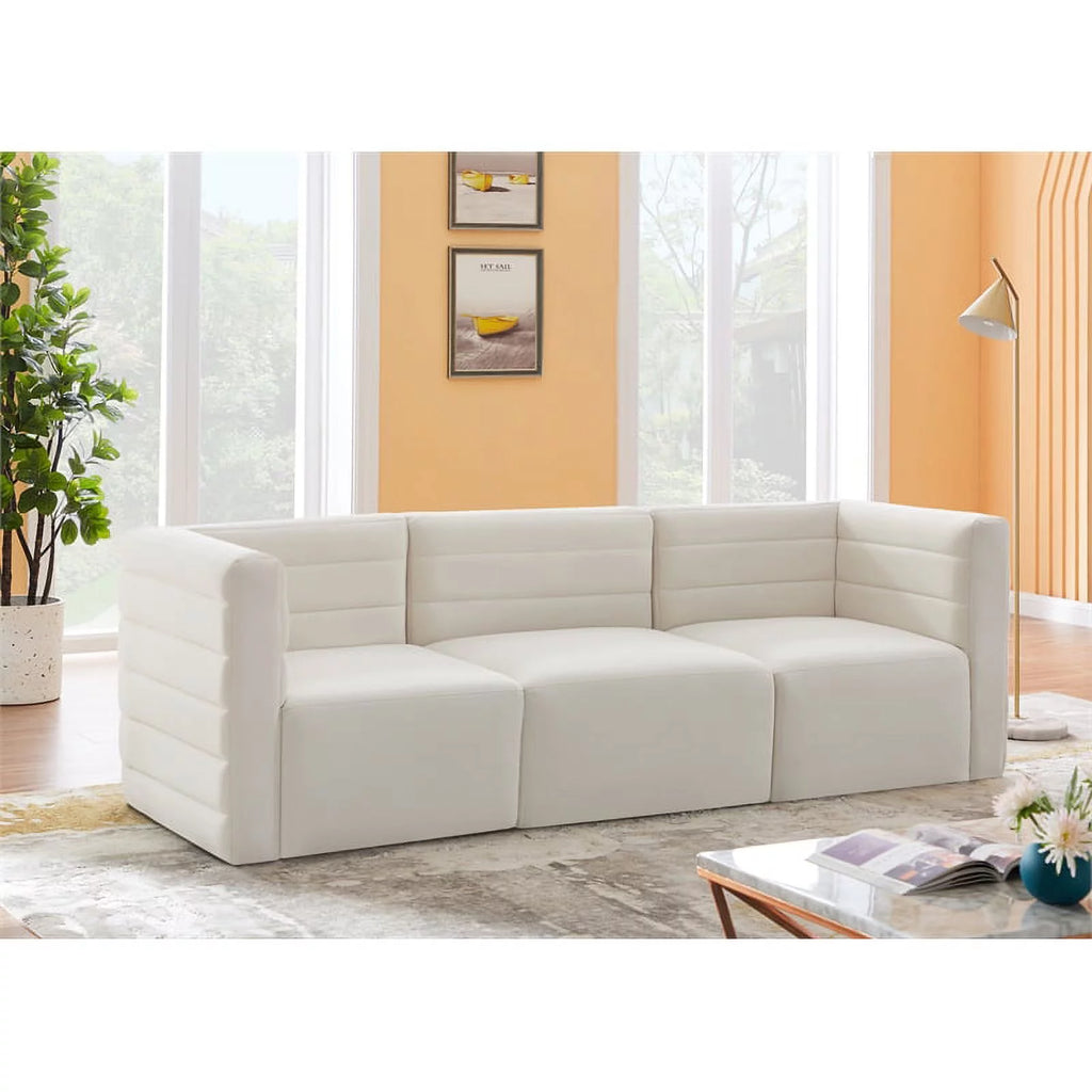Cream Velvet Modular Sofa O499449