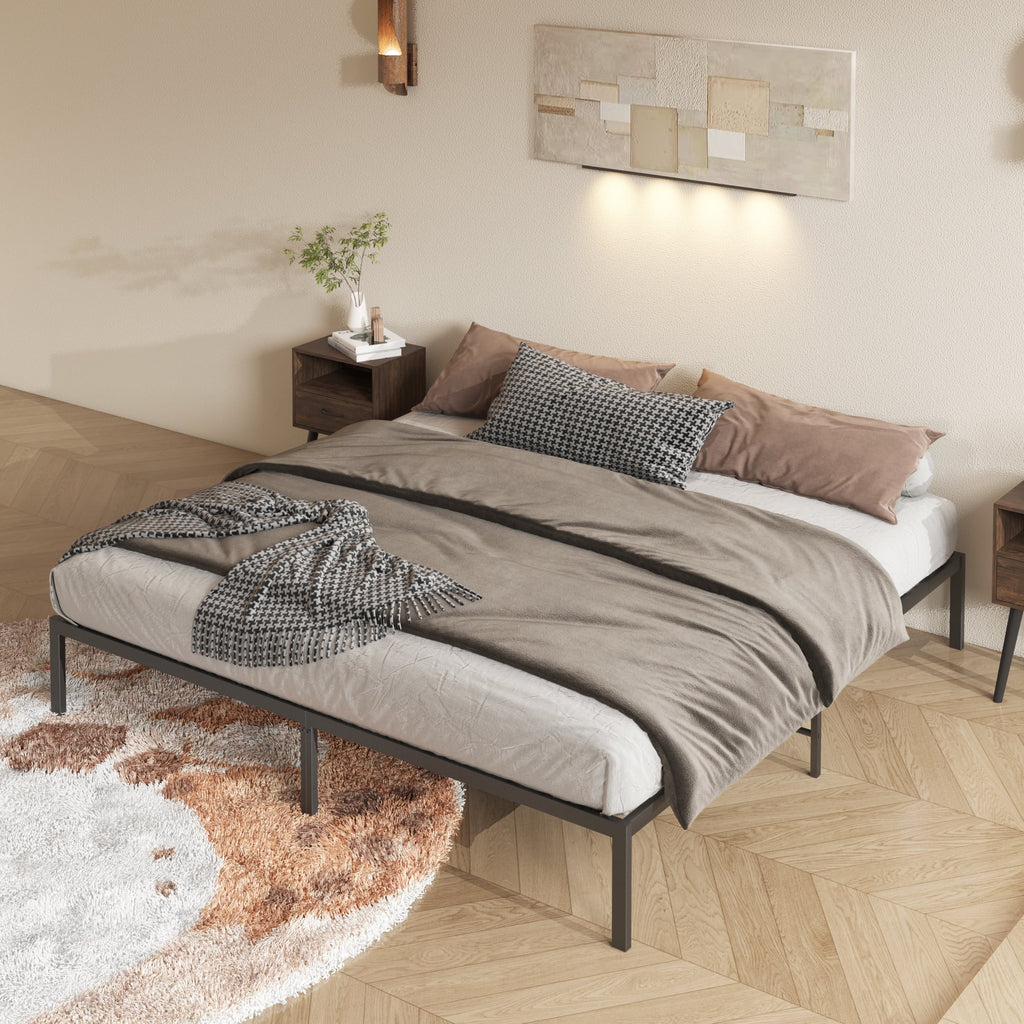 Black Metal Platform Bed Frame J326